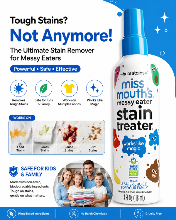 IMPORTED ! Miss Mouth's Messy Eater Stain Treater Spray - Stain Remover - Newborn & Baby Essentials - No Dry Cleaning Food, Grease, Coffee Off Laundry, Underwear, Fabric - 100ml (For every color)