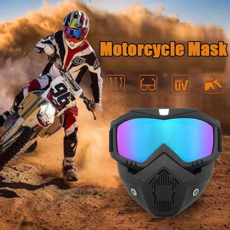 Motorcycle Goggles with Removable Full Face Mask Riding Glasses Dirt Bike ATV Motocross Detachable Eyewear