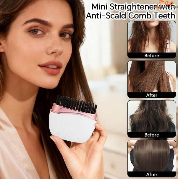 Mini Hair Straightening Comb Wireless Portable Hair Styler