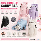 Portable Carry Bag for 40oz Stainless Steel Tumbler with Adjustable Strap | Random Color
