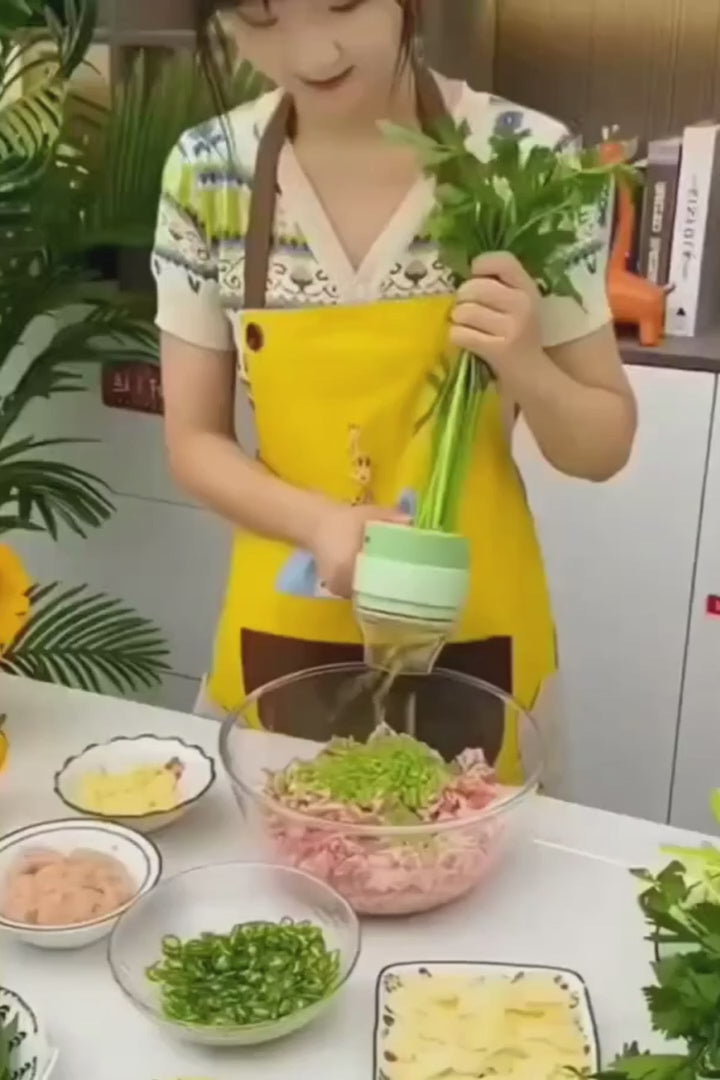 Electric Handheld Vegetable Cutter Slicer Multifunctional Food Chopper Compact Durable