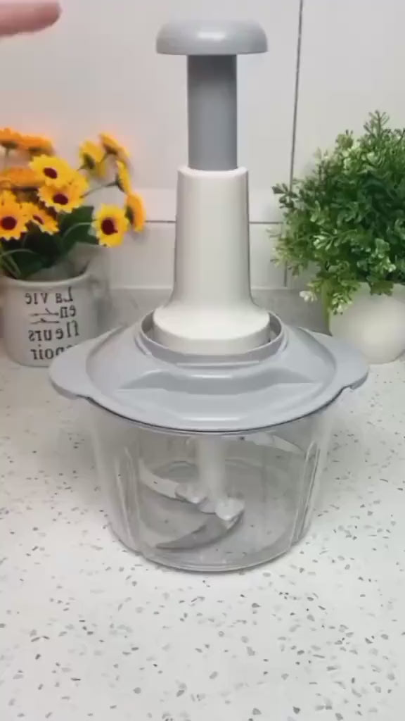 Large 2L Bowl Effortless Vegetable Chopper & Meat Mincer – Manual Hand-Press Food Processor for Fruits, Herbs, Garlic, and Onions (Random Color) Rs 855